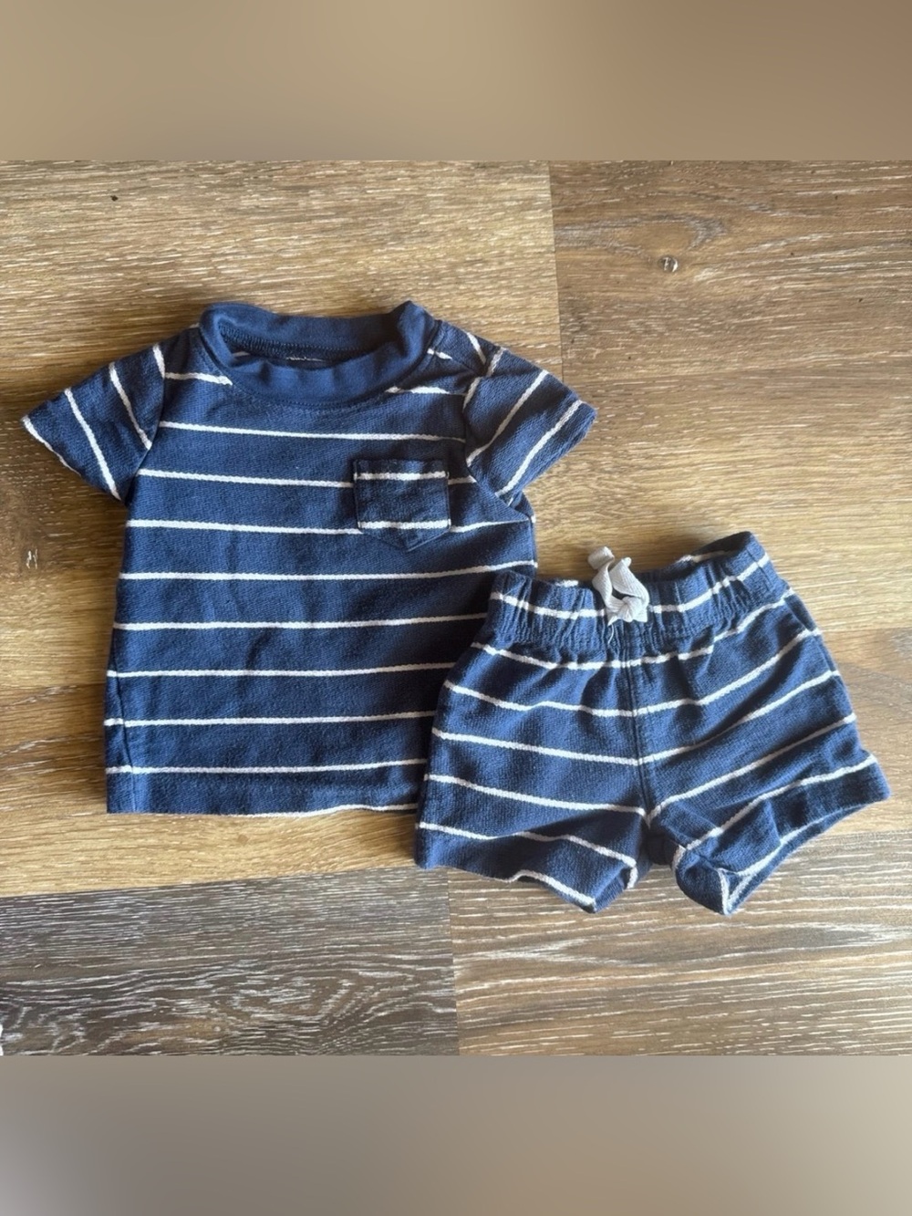 Carters Navy Stripe Baby Short Set